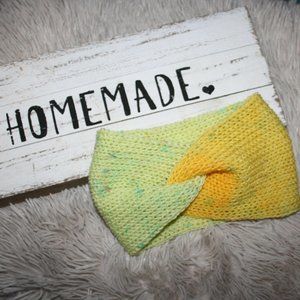 💛🌼 Mellow Yellow Twisted Knit Headband – Handmade · One Size